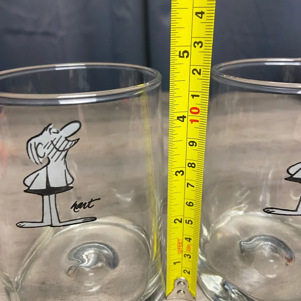 Set of 2 Vtg B.C. Comics Johnny Hart Caveman, drinking‎ whiskey glasses